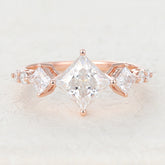 1.35 CT Princess Shaped Moissanite Three Stone Engagement Ring 1